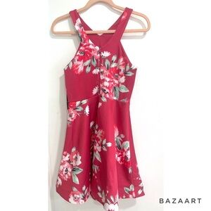 Sequin Hearts Pink Floral Fit & Flare Mini Dress Junior  NWT Sz:7
